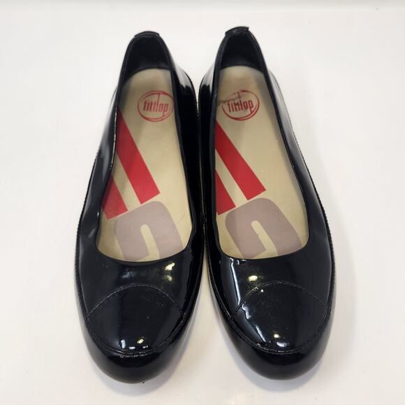 FitFlop Due Black Patent Leather Ballet Flat Women Size 41 US 9 Platform Comfort - Picture 2 of 8